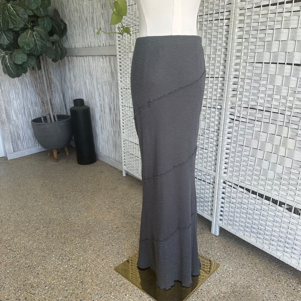 Princess Polly Women's US 8 Oscar Maxi Textured Skirt Charcoal Grey Whimsy Goth